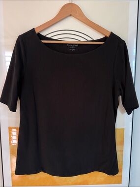Banana Republic Factory Black Scoop Neck Short Sleeve Top